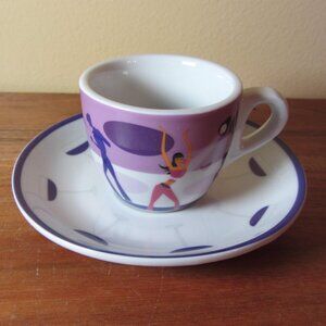 lady chef 3 oz espresso cup & saucer disco dancing clubbing (W5814)